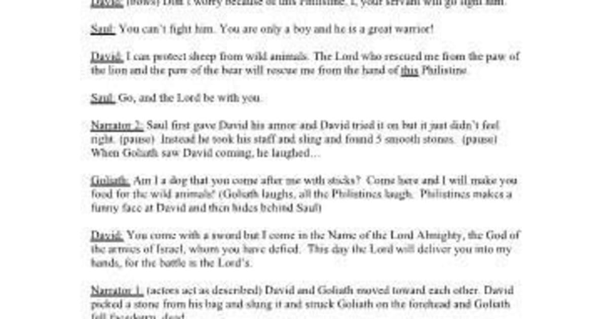 David And Goliath Drama Script