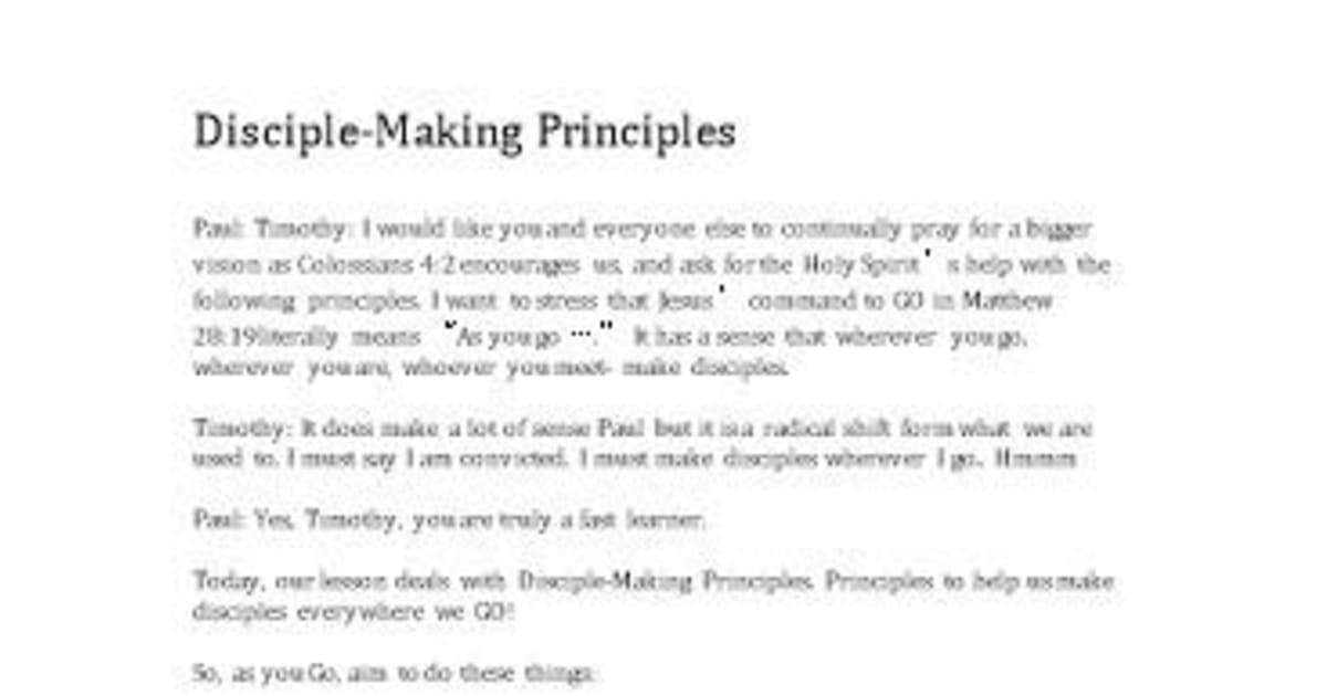 Disciple Making Principles - orality script